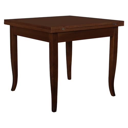 Vicentini arreda TAVOLO IN LEGNO ALLUNGABILE A LIBRO ARTE POVERA NOCE SCURO (80x80(160))