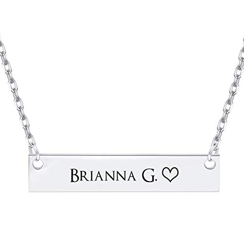 Dreamdecor Custom Bar Necklace Engraved Bar Pendant Neckalce Personalized Horizontal Bar Name Necklace for Women