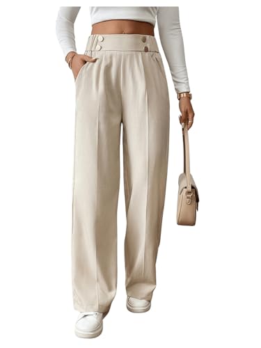 SweatyRocks Women's Wide Leg Dress Pants High Elastic Waist Business Casual Work Trousers with Pockets - Main Image