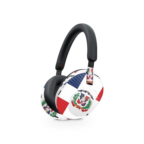 Image of MightySkins Carbon Fiber Skin Compatible with Sony WH-1000XM5 Headphones - Dominican Flag | Protective, Durable Textured Carbon Fiber Finish | Easy to Apply
