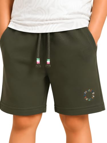 Image of Pilolo Kids Soft Cotton Terry Lycra Adjustable Drawstring Pocket Shorts for Boys