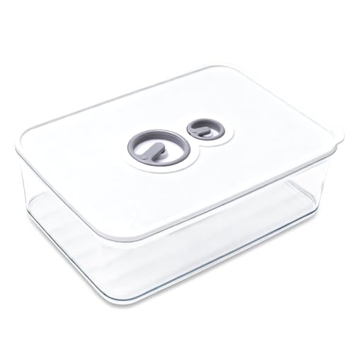 ZHIYUQL Käsedose Kühlschrank Käsebox 1250ML Frischhaltebox mit Deckel Transparent/Weiss Luftdichte Box für Käse Aufbewahrung Wurst und Schinken(20CM × 14CM × 6 3CM