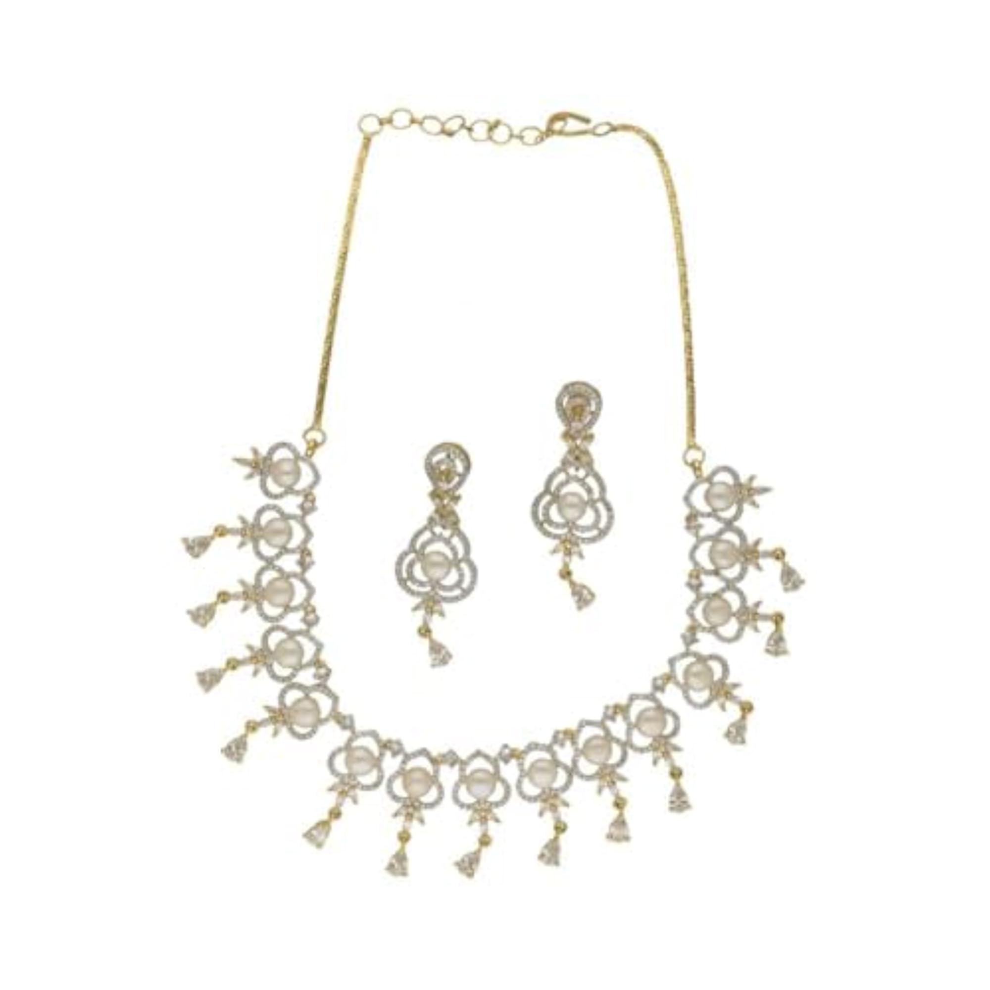 Women's Lustrous White Pearl Necklace Set, Elegant Gift