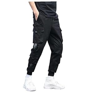 Cargo Pants Casual Jogger Mannen Pants Hiphop Punk broeken Zwart (M)