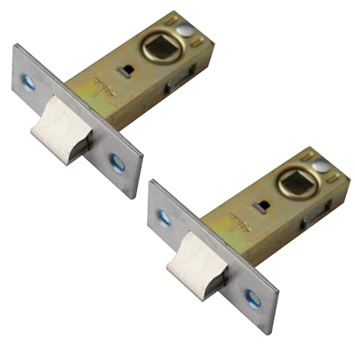 2 picaportes tubulares planos de 40 mm de acero inoxidable para puerta