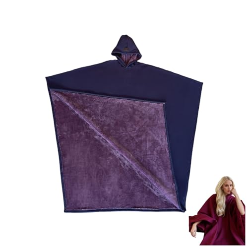 2025 Arcane Hoodie | Oversized Blanket Cloak Hoodie for Women & Men | Soft Faux Woolen Lined Loose Poncho Cape with Batwing Sleeves – 9 Stylish Colors (Dark Purple)