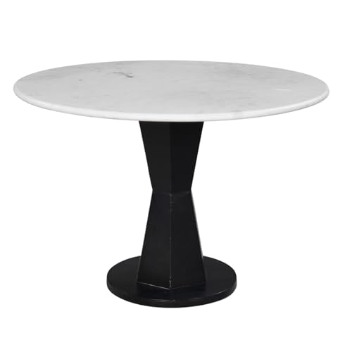Riko Coffee Table, 27 Inch Round White Marble Top, Modern