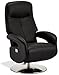 Produktbild Ibbe Design Schwarz Leder Drehbar Relaxsessel mit Elektrisch Verstellbar Relaxfunktion und Fussteil Stressless Fernsehsessel Bull, 79x85x115 cm