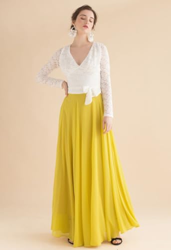 Image of Women's Full Length Georgette Long Skirt- Lehenga with 8 Meters Maxi Flare