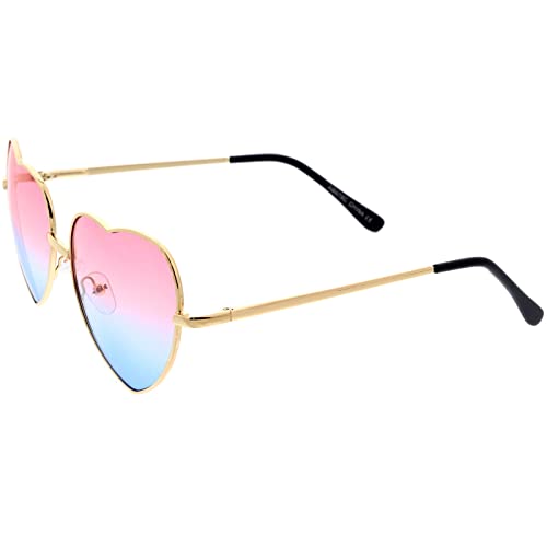zeroUV - Sweet Gradient Lens Rainbow Fashion Metal Heart Sunglasses D2393