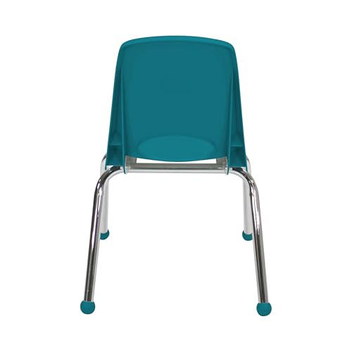Image of FDP 14 inch School Stack Chair, Stacking Student Seat with Chromed Steel Legs and Ball Glides for Classroom, Homeschool or Learning Space - Teal (2-Pack), 15412-TL