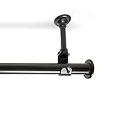 RoomDividersNow 56in-108in Hanging Curtain Rod With Brackets, Black