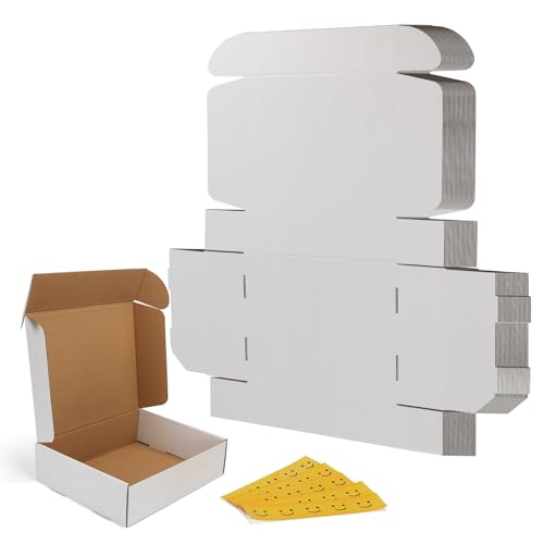 Image of RLAVBL 11x9x3 Inches Shipping Boxes Set of 25, White Small Corrugated Cardboard Box, Mailer Boxes for Packing Small Business