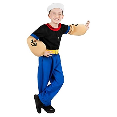 Popeye Comic Seemann Kinder-Kostüm 7-teilig - Hemd Cover