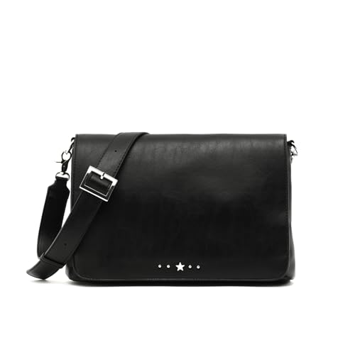 MISAKO Nesqui bolso bandolera con solapa y detalles metálicos Mujer - Nesqui Negro 20x30x5 cm