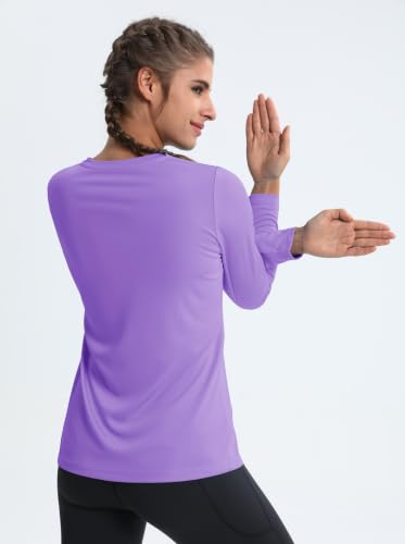 Image of MAGCOMSEN Sun Shirts for Women Long Sleeve SPF Shirt V-Neck UPF 50+ UV Prontection Quick Dry Top for Workout Hiking Swim