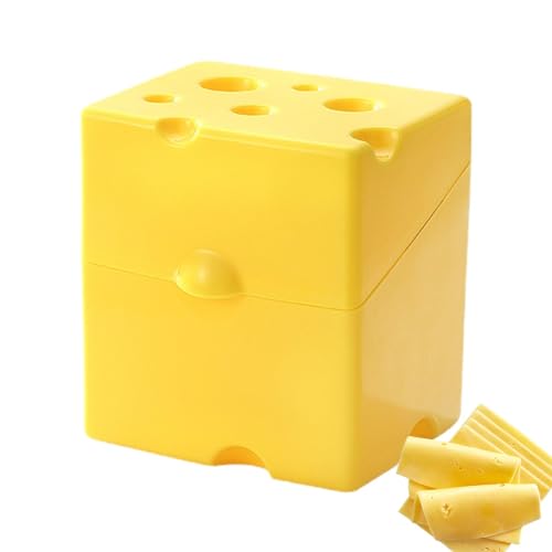 Caja de almacenamiento hermética para alimentos – Recipiente para queso con tapa | Bonito accesorio de cocina, gran capacidad para verduras y queso, diseño de queso, eliminación de olores