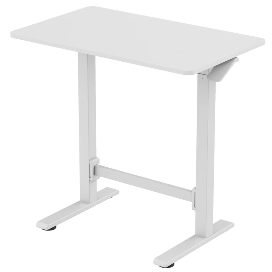 Spacetronik Höhenverstellbarer Schreibtisch Manuell 80x50 cm | Gasfeder Pneumatisch, Sitz-Steh-Tisch ohne Strom, Mobiler Laptoptisch mit Rollen, Stehpult 70-115 cm, Weiß