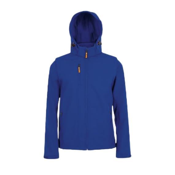 Softshell Transformer SOL'S bleu roi avec capuche et manches amovibles en taille XS