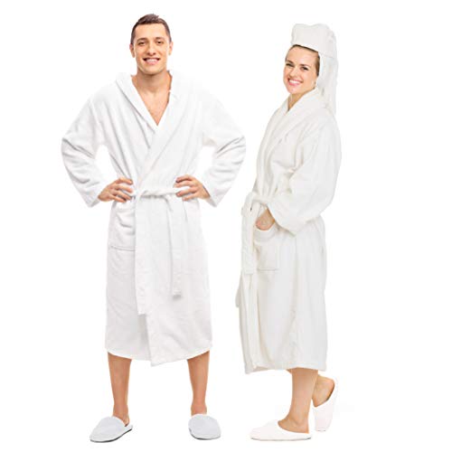 Terry Towels Classic Bath Robe, Premium Spa Robe, one size fits all, White