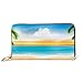 Produktbild JHGFG Mode Handtasche Reißverschluss Brieftasche Sommerurlaub Panorama Tropical Beach Palm Telefon Clutch Geldbörse Abendkupplung Blocking Leder Brieftasche Multi Card Org