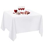 Trimming Shop Square Tablecloth Cover Cotton Polyester Trestle Table Top Linen for Wedding, Birthday, Banquet Party Decoration, 90" x 90", White, Pack of 10