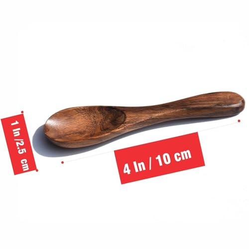 Image of Unique Wooden Handicrafts Wooden Masala Spoon for Small Containers, Handmade Wooden Spoon for Tea, Coffee, Sugar, Condiments & Spices, Set of 10