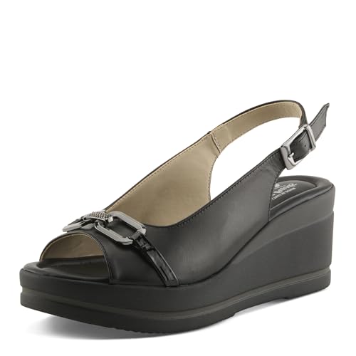 Spring Step Women's TAMRA Leather Wedge Sandals – Italian Craftsmanship, Bit Décor, Cushioned Footbed, Adjustable Buckle Strap Leather Wedge Sandals – Italian Craftsmanship, Bit Décor, Cushioned Footbed, Adjustable Buckle Strap