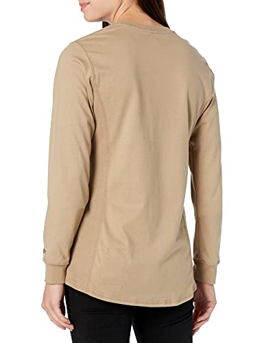 Carhartt Flame Resistant Womens Force Cotton Long Sleeve Crew T Shirt, Khaki, X-Large #TOP1