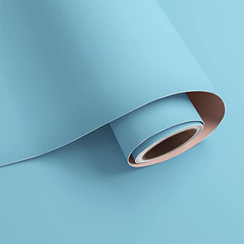 VaryPaper Peel and Stick Light Blue Wallpaper 40cmx200cm Removable Blue Contact Paper for Kitchen Countertops Sticky Back Plastic Vinyl Wrap for Furniture Worktop Vinyl Covering Living Room Bedroom