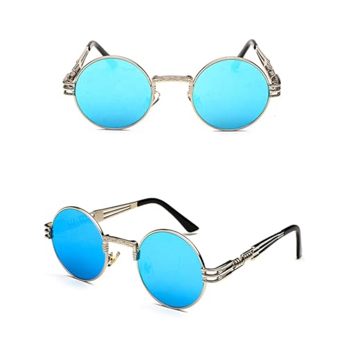 Vintage Retro Gothic Steampunk Mirror Sunglasses Vintage Round Circle Men Uv400