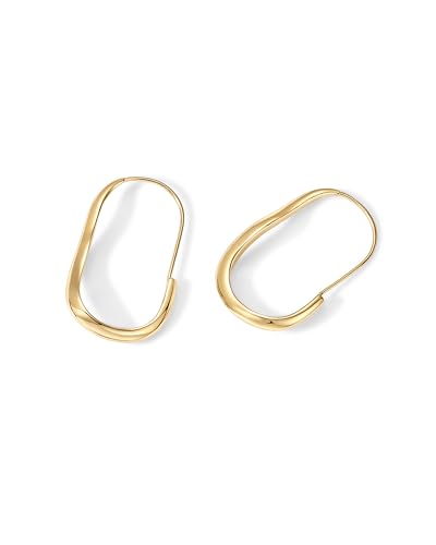 PAVOI 14K Gold Plated Sterling Silver Posts Wavy Infinity Hoops | Lightweight Twisted Earrings | Wave Thin Endless Hoop Earrings for Women3