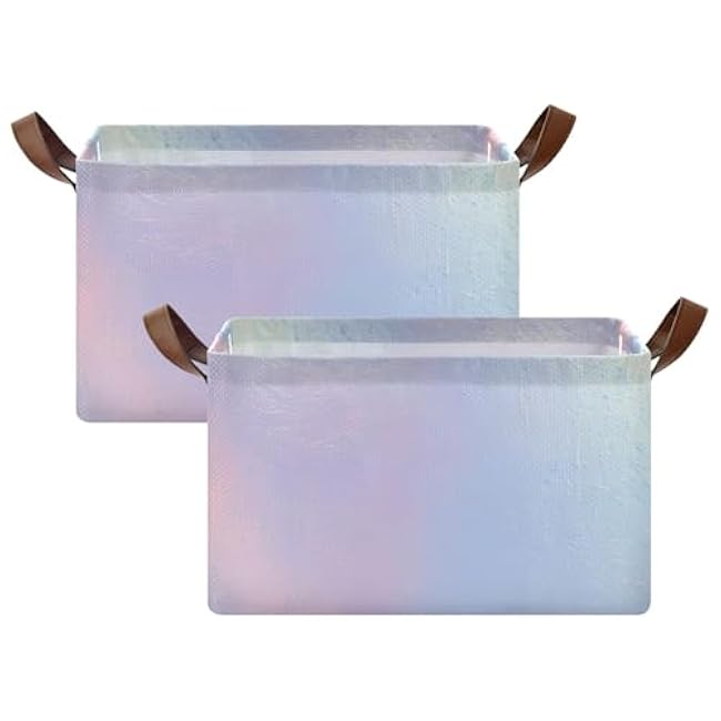 CEBUGI Iridescent Gradient Large Waterproof Collapsible Storage Bin Foldable Canvas Fabric Open Storage Basket Cube Box with Iron Frame