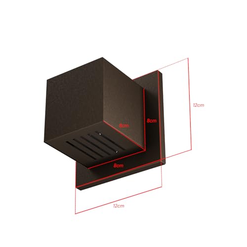 Arandela Externa Cubo 10 Frisos C Base Luminária + LED MF122 (Marrom (Branco Quente))