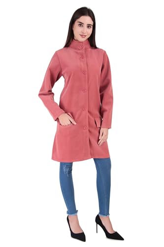 Image of Elendra jeans Women's Premium Velvet Long Coat | High Neck Buttoned Winter Jacket | Elegant Party & Casual Wear Overcoat