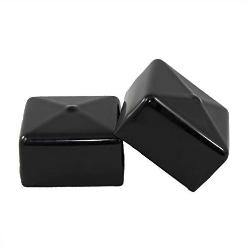 Prescott Plastics 2 Inch Square Black Vinyl End Cap, Flexible Pipe Post Rubber Cover ((A) Pack of 4 Caps)
