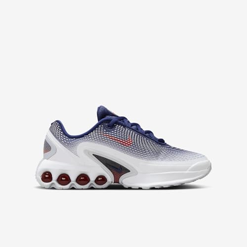 Nike Air Max Dn Big Kids' Shoes (HQ2869-100, White/Blue Void/Blue Void/Sport Red) Size 3.53