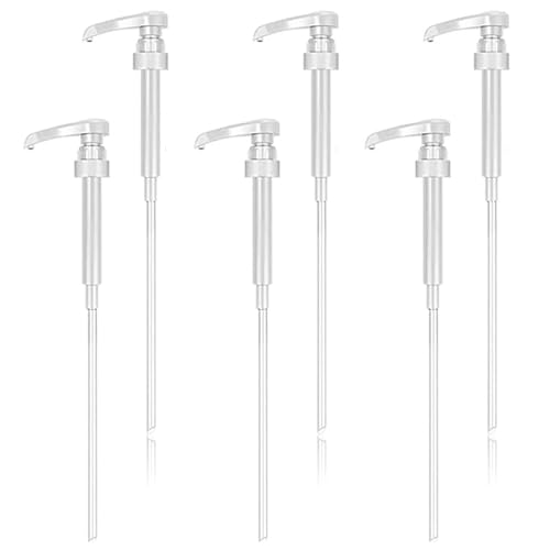 ZYEKIU 6 Pièces Pompe Sirop, Réutilisables Pompe Doseuse, Distributeur Sirop, Tête de Sirop Pompe de Rechange avec Tuyau, Pompe à Sirop Pompe Savon pour...