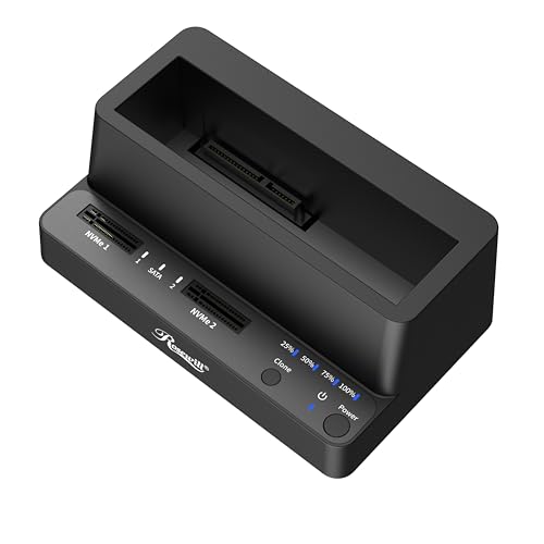 Image of Rosewill M.2 NVMe & SATA SSD / 2.5 inch & 3.5 inch HDD Hard Drive Cloner & Reader Docking Station, USB 3.2 Gen 2x1 10Gbps, Triple Bay, Offline Cloning, Tool-Free - RS-N2S-CL