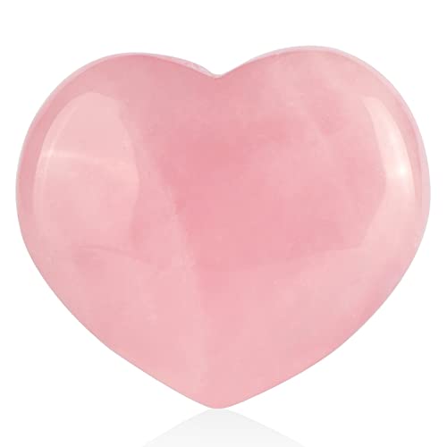 SMQ 60mm Natural Rose Quartz Heart Shaped Crystal Worry Stone Car...