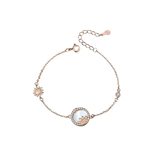 Bracelet tournesol argent 925 femme or rose et nacre