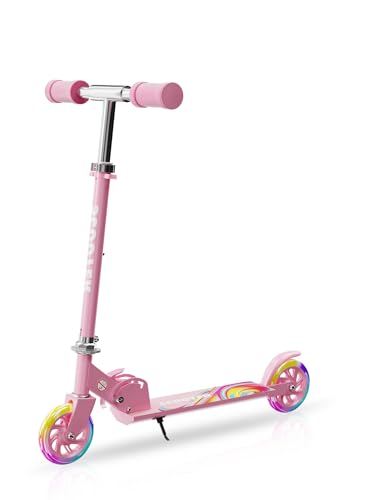 Image of 3+ Kids LED Foldable Pink Scooter, Adjustable Kick Scooter Boys Girls Birthday Gift