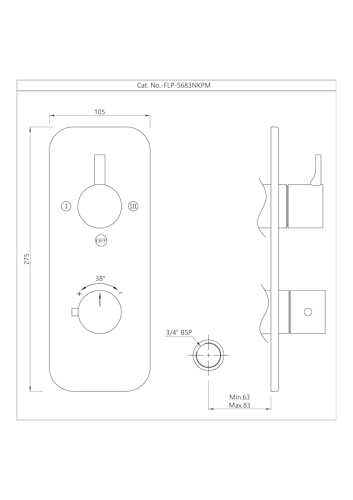 Image of Jaquar Aquamax Thermostatic Shower Mixer Set | Exposed Part Kit + Concealed Body | 3-Way Diverter | Chrome Finish | Luxury Bathroom Fitting | In-Wall InstallationFLPCHR5683NKPM+ ALD-CHR-683N
