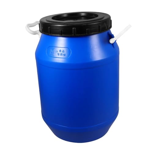 LICOME 25L Storage Bucket Food Plastic Fermenter Barrel with Airtight Lid Cereal Candy Jar Kitchen Container Set Blue Bucket Black Lid