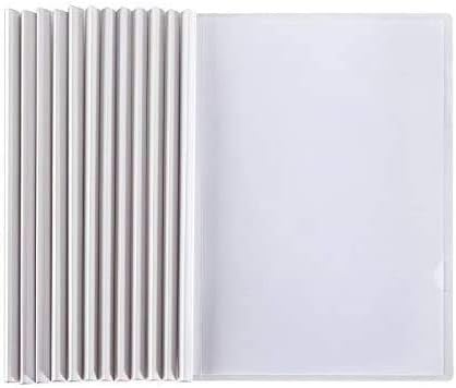 lyivssuy Clear Report Covers A4 Size Sliding Bar File Folder 11.4 x 8.5 inches Clear White Report Covers with Sliding Bar (12pack)
