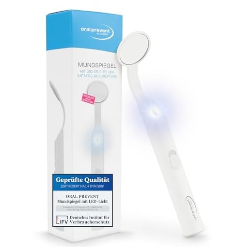 ORAL-PREVENT DR. THOMSEN Mundspiegel mit LED-Licht - Dentalspiegel für bessere Zahnpflege - Anti-Fog-Beschichtung - Klein