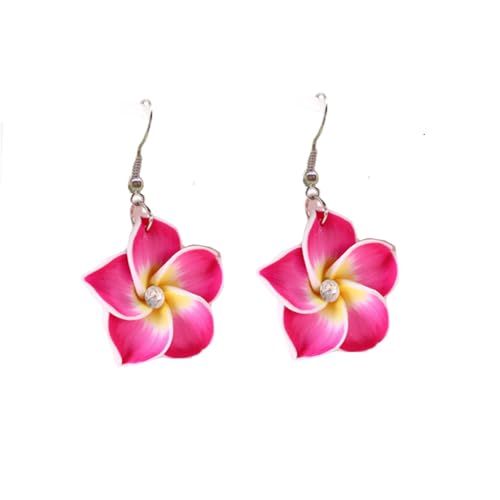 Hawaiian Plumeria Rubra Dangle Earrings Bohemia Tropical Flower Dangle Earrings Luau Beach Party Accessories for Women Jewelry
