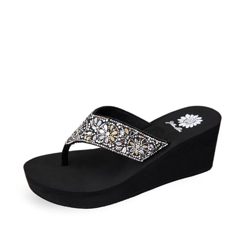 Yellow Box Women's Enola Wedge Sandal, Round Toe, Medium-High 2.5 Inch Heel, 0.75 Inch Platform Comfortable Flip-Flop2