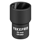 22mm 1/2' Drive Lug Nut Remover for Damaged, Rusted, Nuts & Screws, Twist Socket, 1 Piece