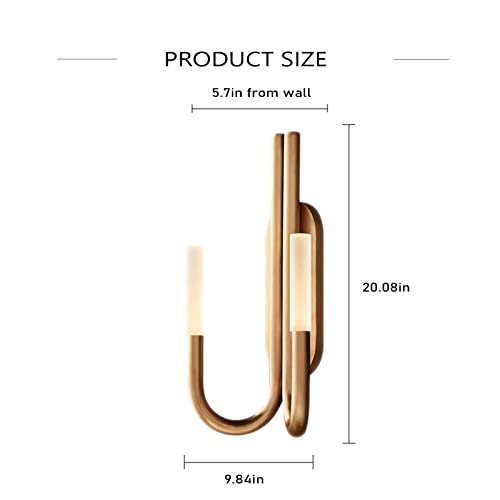 Jynqr Double Ended Paper Clip Shape Wall Sconce Postmodern Lighting Copper Lamp Fixture Led Wall Decoration,Gold,1Pcs #TOP3
